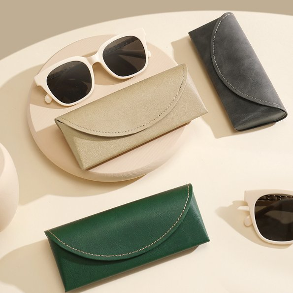 Minimalist PU Leather Foldable Slim Magnetic Sunglasses Glasses Case