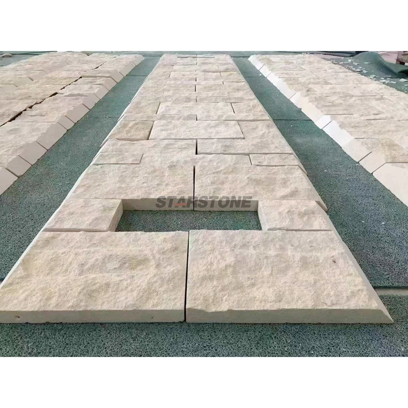 Elegant White Limestone Wall Cladding Tiles Columns for Villa Outdoor Facade Decoration