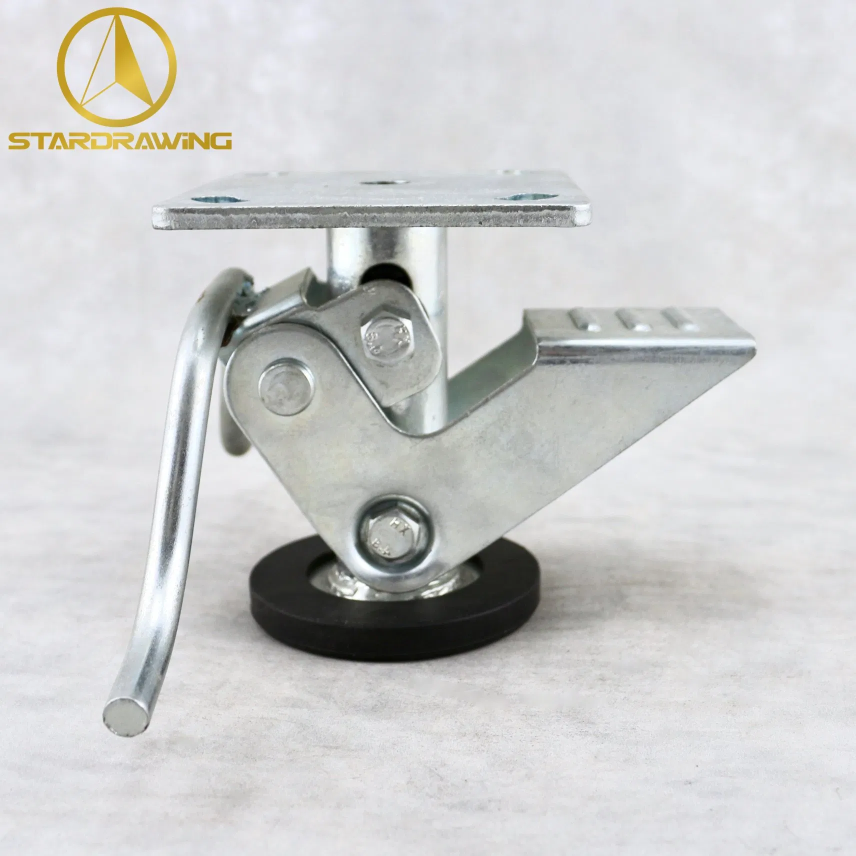 Stardrawing 4/5/6/8 Inch Caster Floor Truck Lock with Rubber Foot Kick Bar