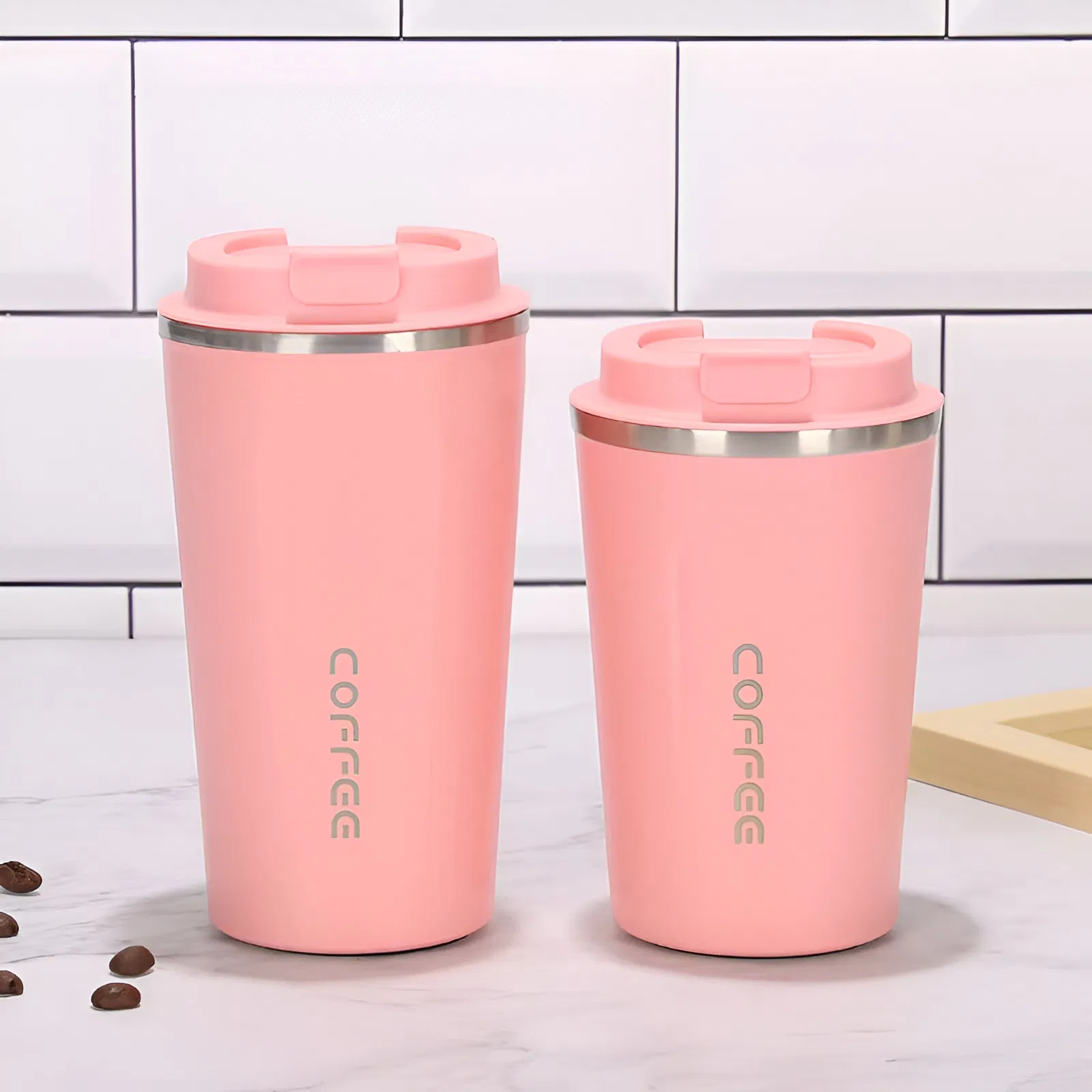 Portable Vacuum Insulated Thermal Stainless Steel Travel Coffee Mug with Lid