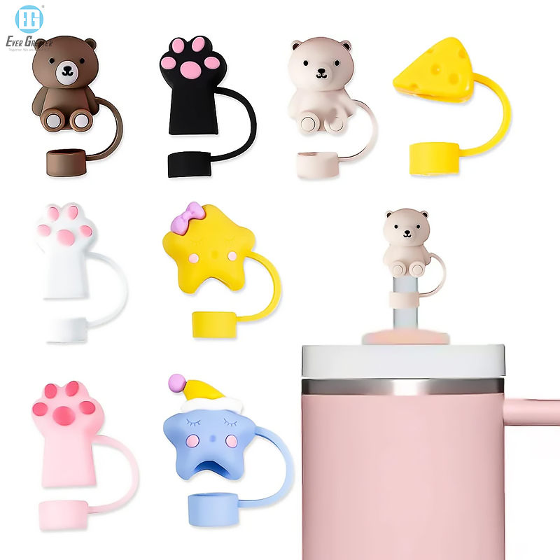 Customized Portable Silicone Spill Proof Straw Topper Compatible