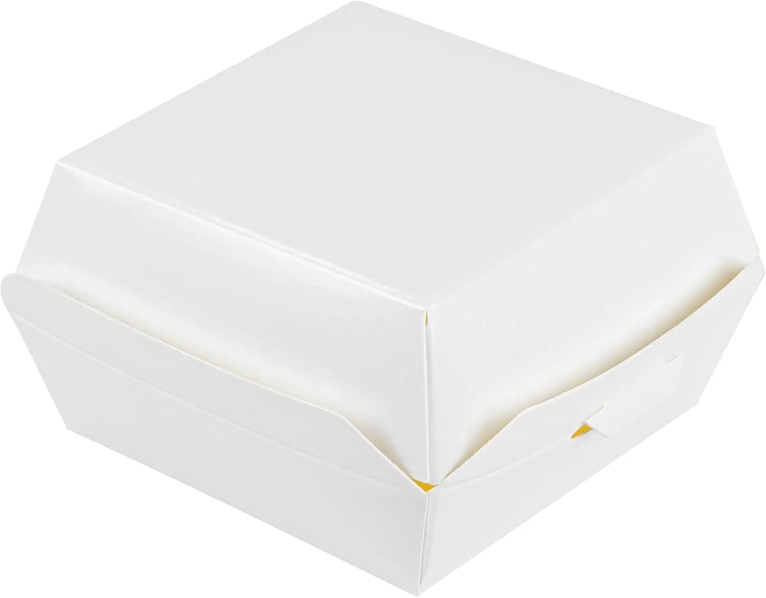 Disposable Fast Food White Kraft Paper Burger Box, Takeaway Food Box