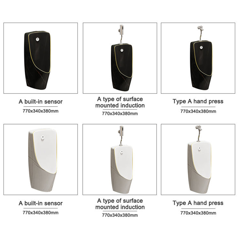 Modern White Rock Matte Back Spud Wall Hung Sensor Gravity Flushing Ceramic Male Urinal Bottle Wc Commode