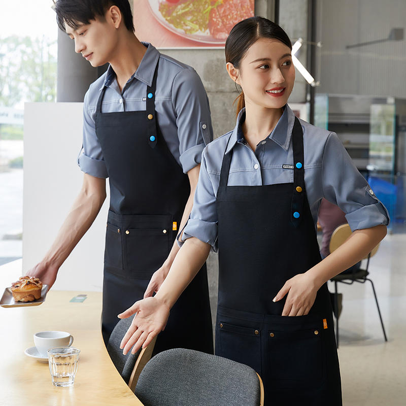 Csjd-F2305#Polyester-Cotton Canvas Kitchen Dirt-Resistant and Wear-Resistant Halterneck Adjustable Apron