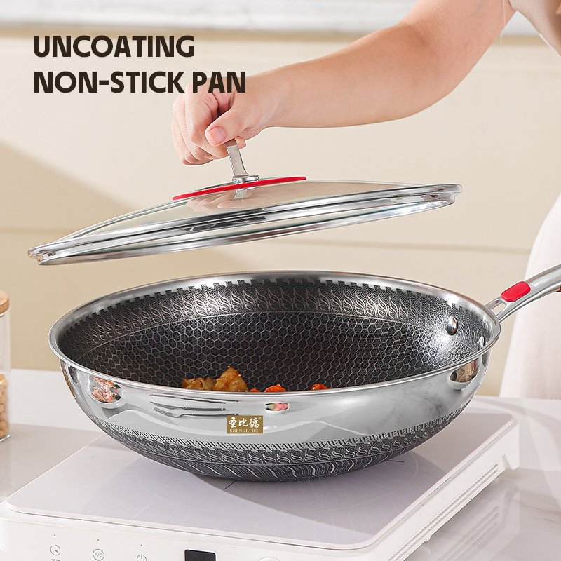 Honeycomb Non Stick 304 Frying Pan Kitchenware Stainless Steel Non Stick Frying Pan