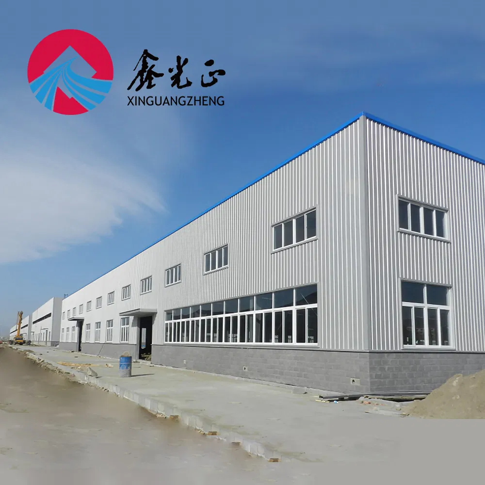 Easy Build Large Span Steel Frame Storage Building Steel Construction Warehouse Metal Shop with Porch