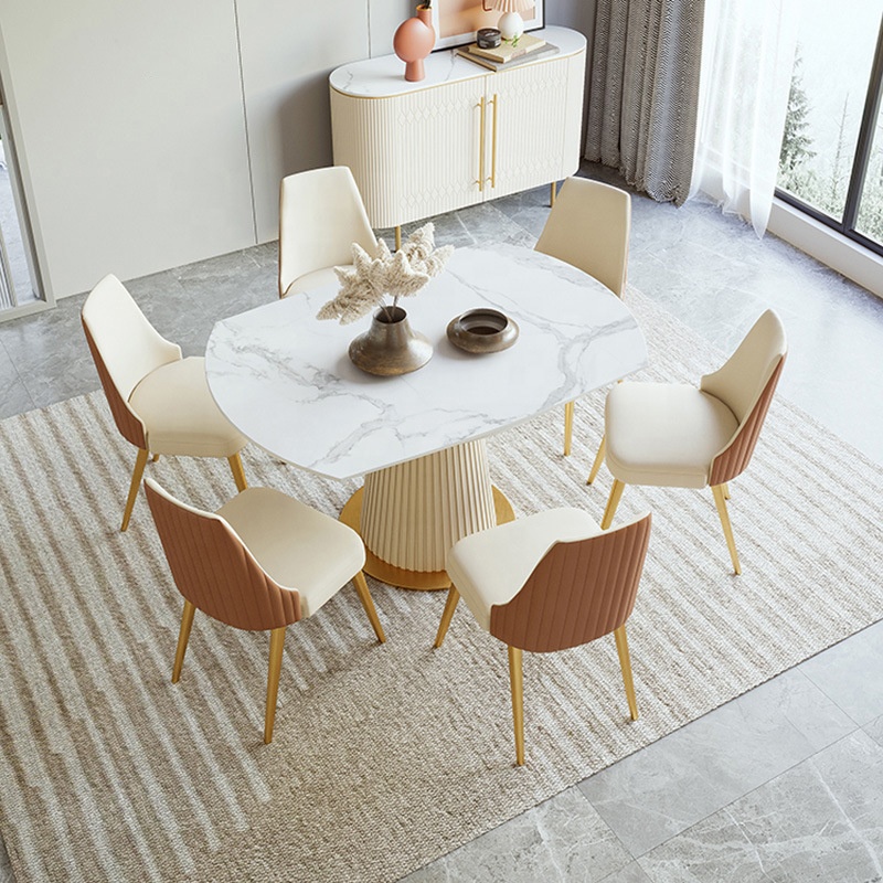 Стол обеденный круглый белый раздвижной 6-8 стульев комплект