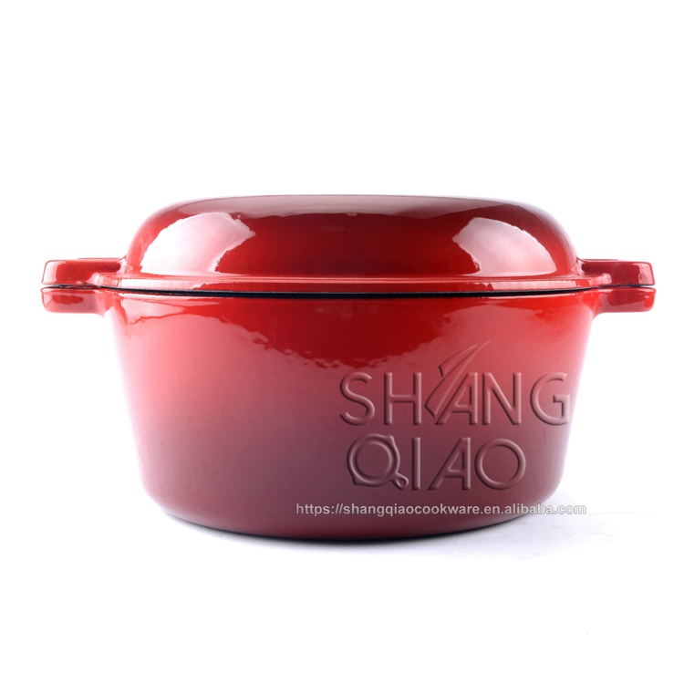 Эмалированная чугунная утятница 2-в-1 с крышкой-сковородой 26 см