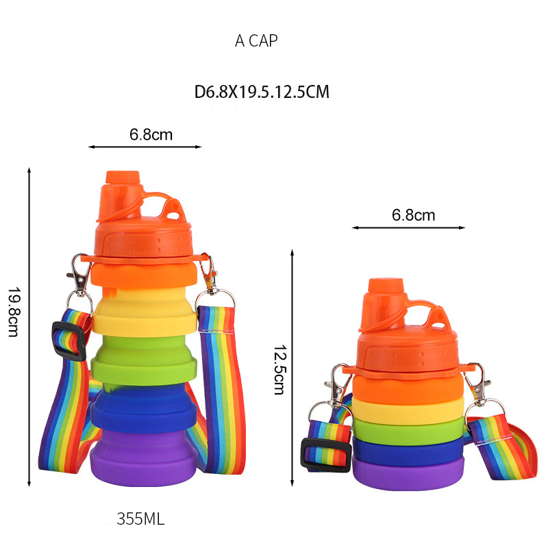 Складная силиконовая бутылка для воды Rainbow