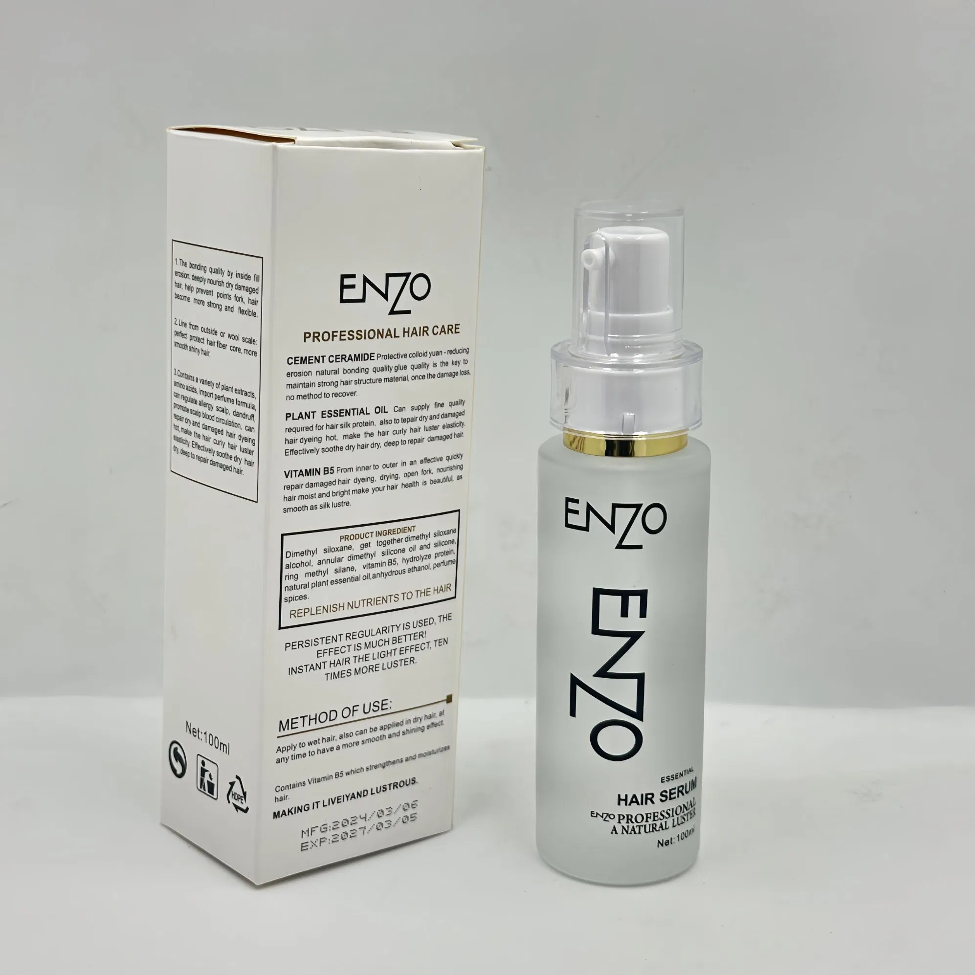 Enzo Professional Keratin Repair Serum Organic Vegan Smoothing Oil Chemically Damaged Hair Anti-Frizz Anti Dandruff Sealer Technology