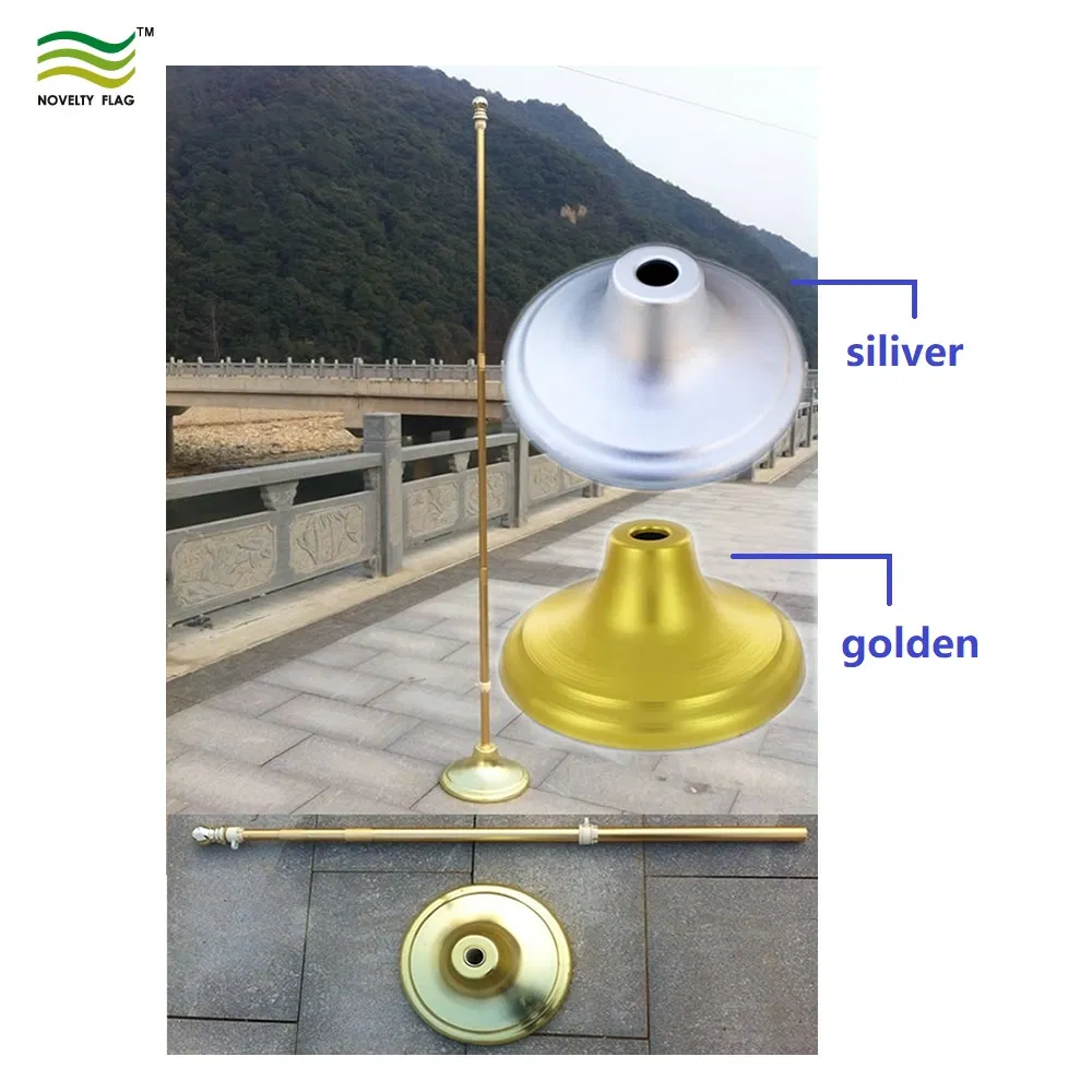 240cm Adjustable Telescopic Aluminum Indoor Floor Golden Silver Flagpole Stand