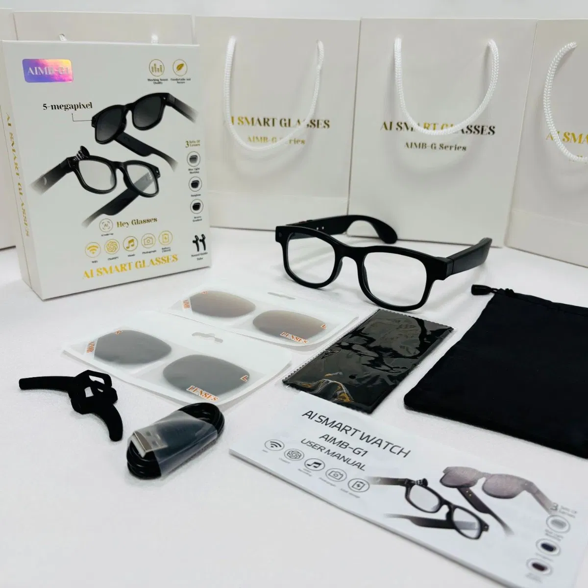 Умные очки AI с камерой 4K, ChatGPT, музыкой и звонками