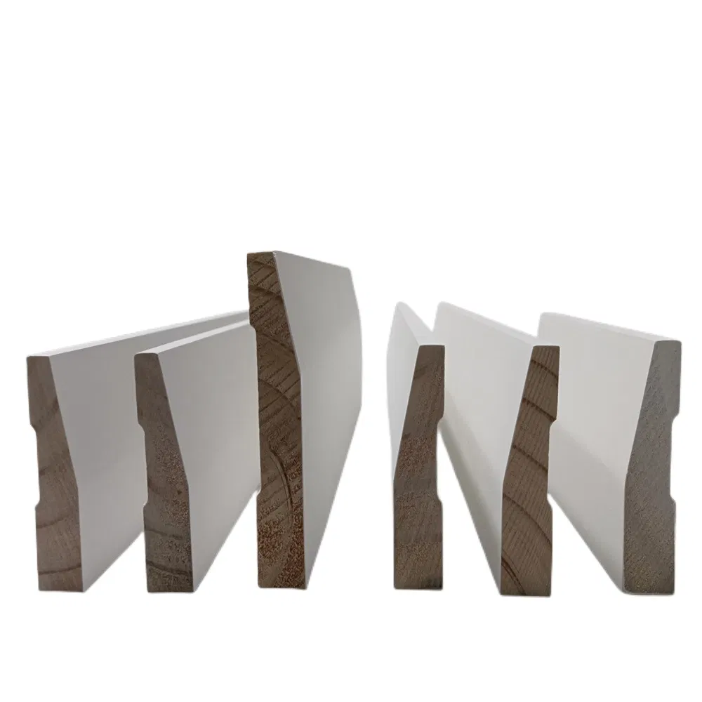 Customized White Primed Solid Wood Baseboard Skirting Board Fjflooring Accessory