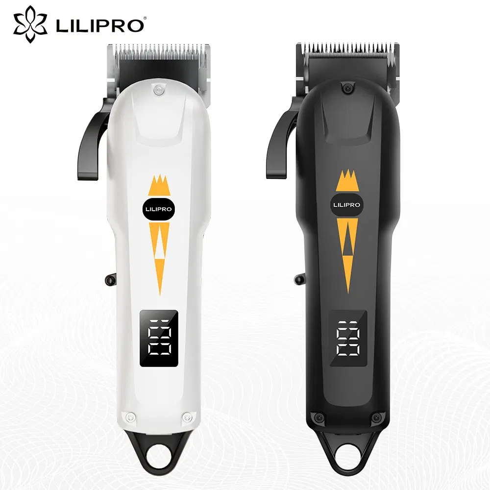 Lilipro L20 Professional Hair Clippers, Black and White Clipper with 7000rpm Motor, LCD Display
