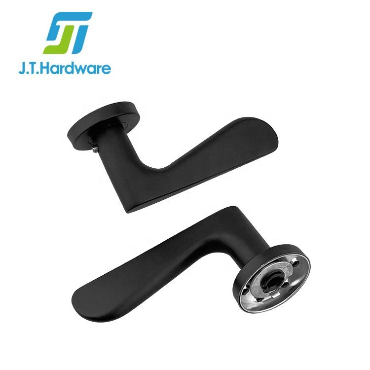 Interior Black Solid Curved Handles Stainless Steel Lever Door Handle