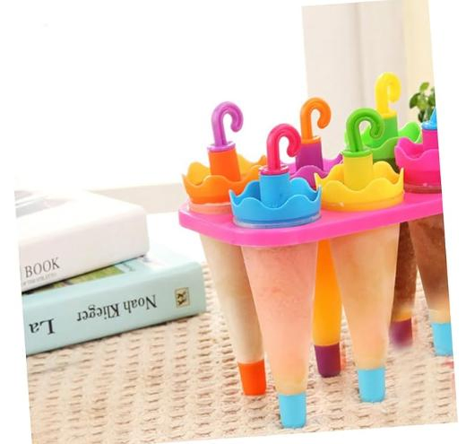 Plastic Umbrella-Shaped Ice Lolly Moulds 6 Cells Popsicle Mold