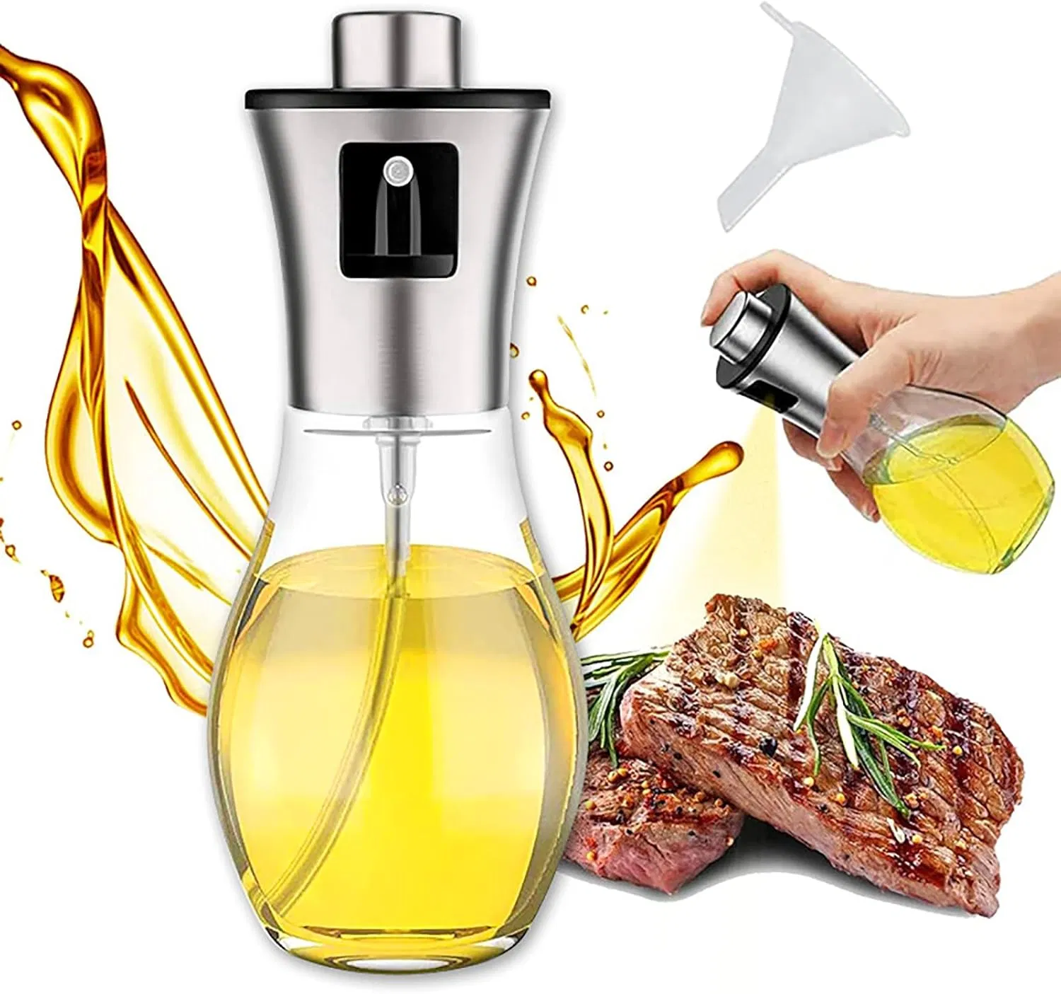 Kitchen 2-in-1 Olive Oil Sprayer Glass Bottle Oil Dispenser for Salad Baking