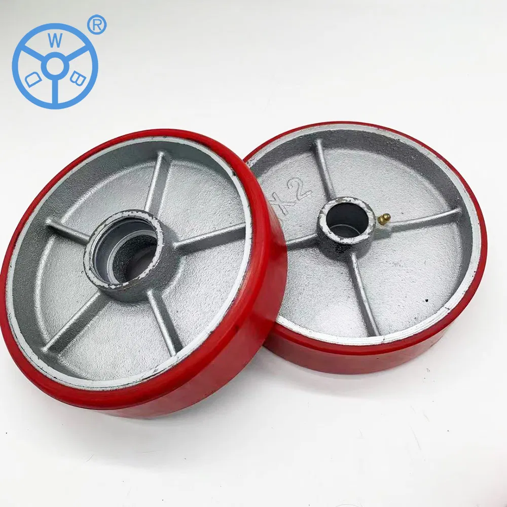 Heavy Duty Ruedas Pesadas Red PU Cast Iron /Rubber Castor Wheels Caster Heavy Single Trolley Wheel Polyurethane Iron Core 10inch