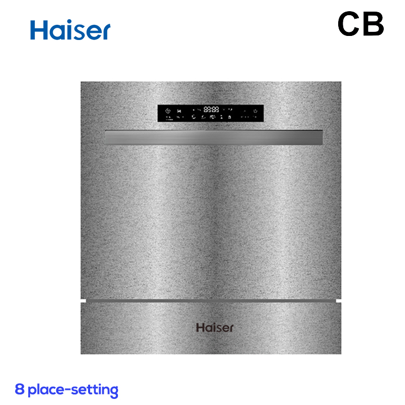 Black Glass Panel Multi Programs 8 Settings Dishwasher with Ozone Sterilization