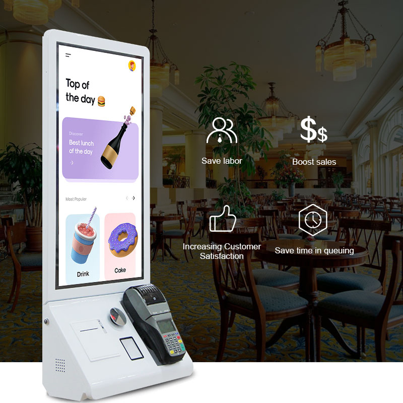 New Trend Smart Retail Terminal Self Payment Touch Kiosk 24inch Screen POS Printer and Qr Scanner