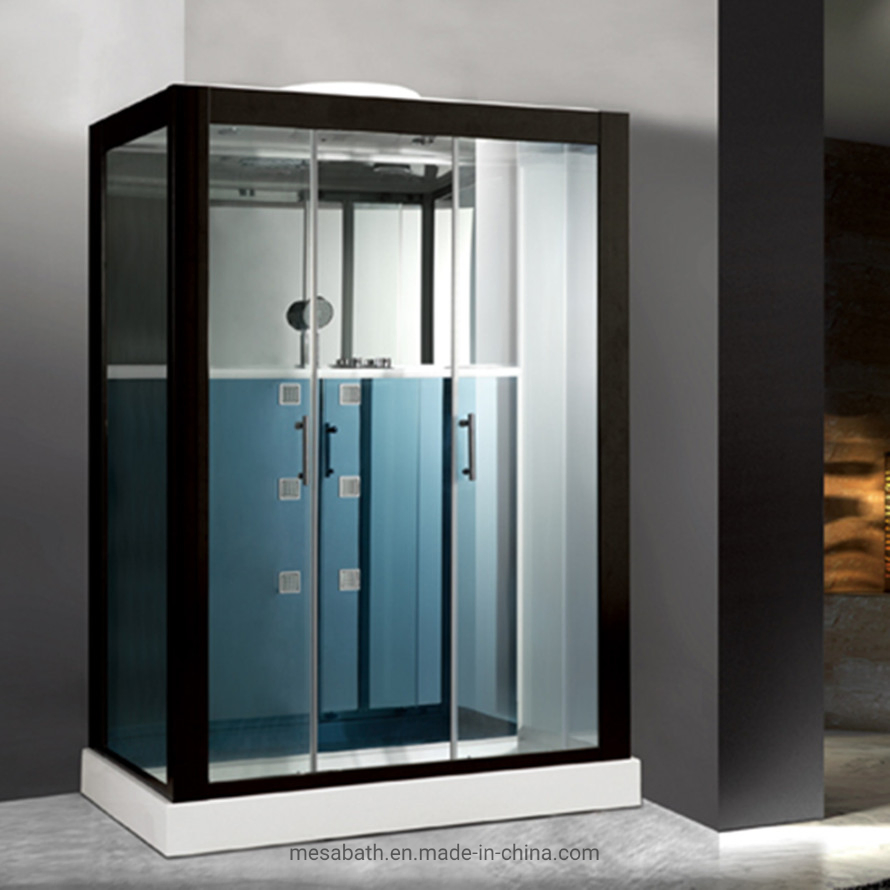 Black Painted Aluminum Frame 30 Inch Massage Bath Shower Cabins with 2 Sliding Door