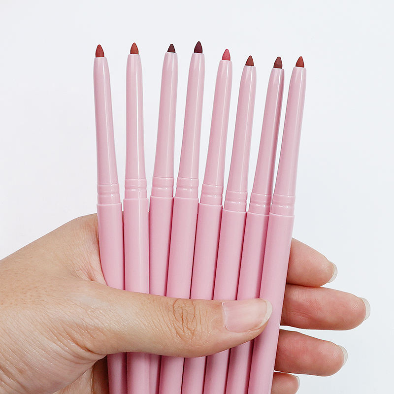 Custom Logo Pink Retractable Long Lasting Vegan Lip Liner Pencil