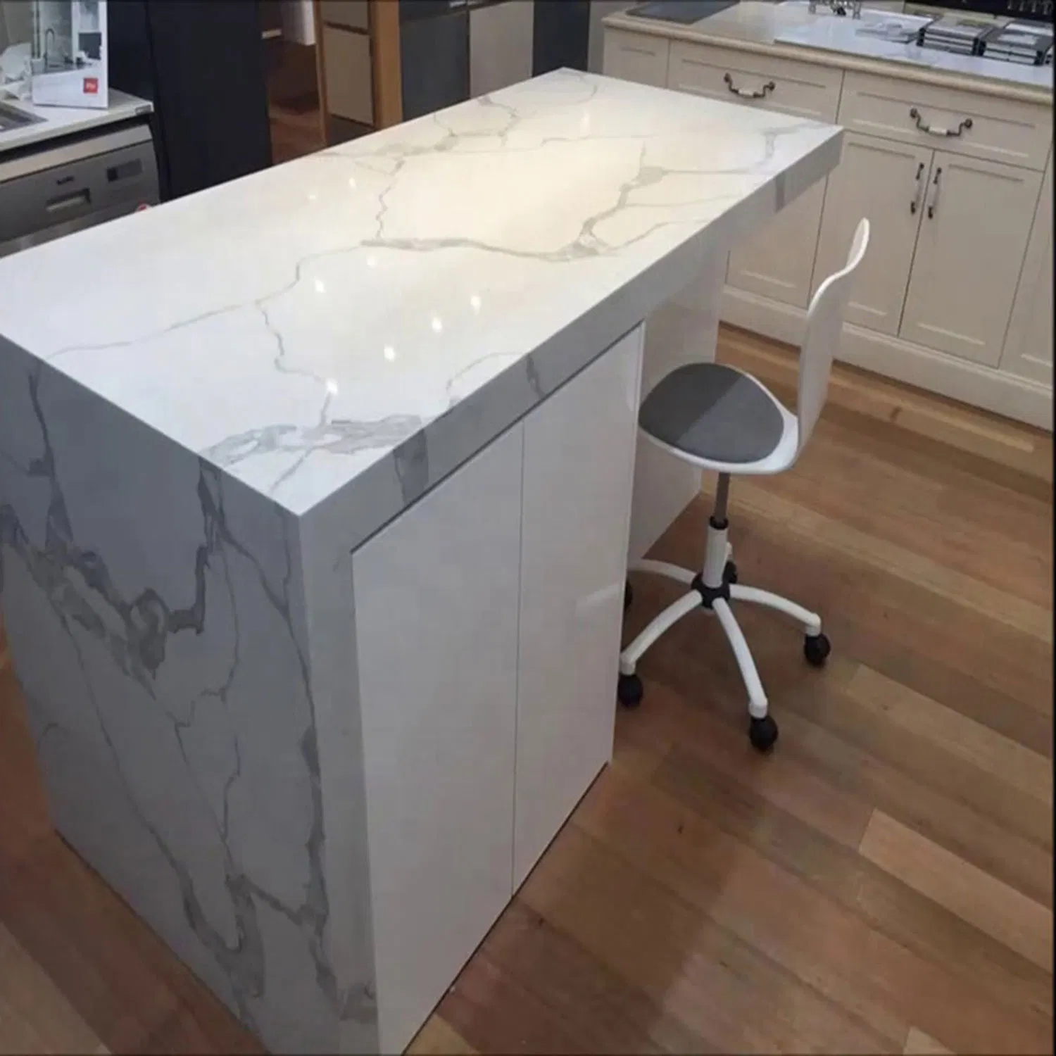 Calacatta/Carrara/Grey/Pure White Quartz Kitchen/Bathroom/Island Countertops Cut-to-Size Building Engineering