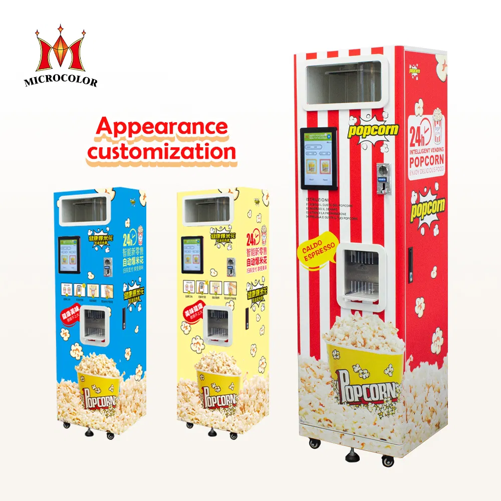 Coin Operated Hot Air Making Popcorn Machine Self-Service Automatic Popcorn Vending Machine