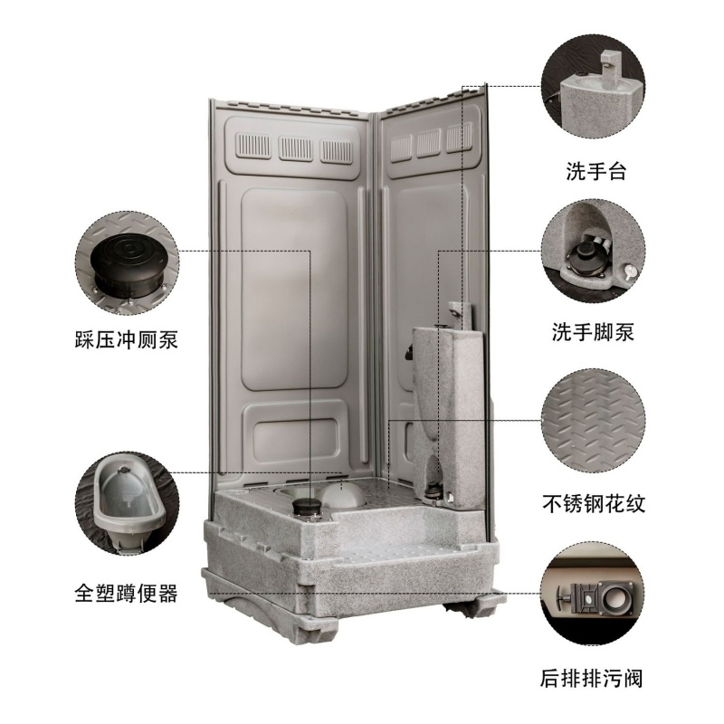 Outdoor Temporary Stainless Steel Non-Slip Premium Portable Toilet with Fecal Container