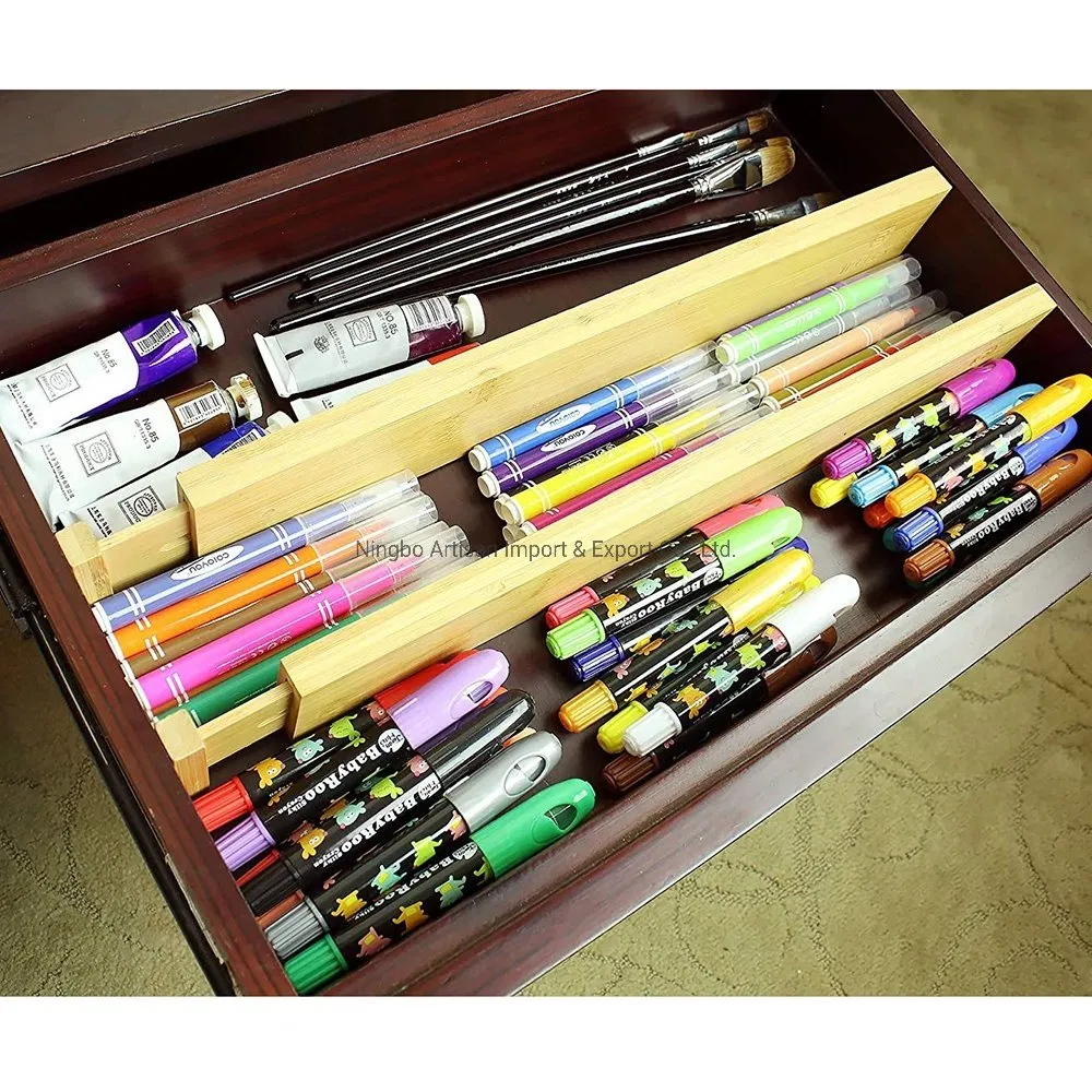 Manufacturer Natural Bamboo Adjustable Expandable Stackable Drawers Organizer