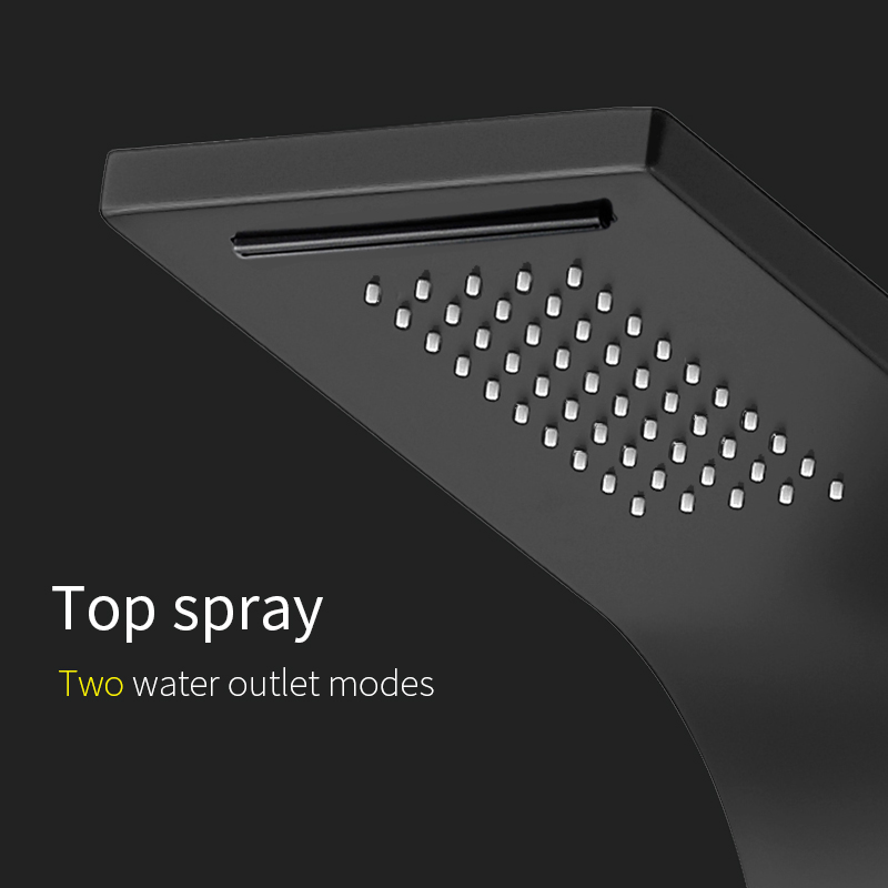 Tiema Shower Panel Aluminum in Black Luxury Thermostatic Shower Column