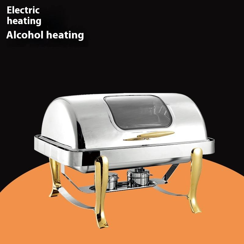 Hotel Commercial Buffet Restaurant Stainless Steel Tableware Utensils Electric Heating Breakfast Warming Buffet Stove Food Metal
