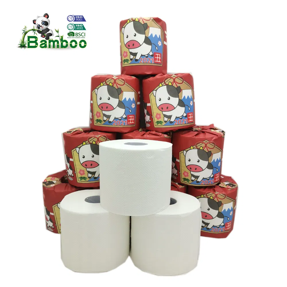 Eco-Friendly Unbleached Natural Color Plastic-Free 100% Bamboo Toilet Paper