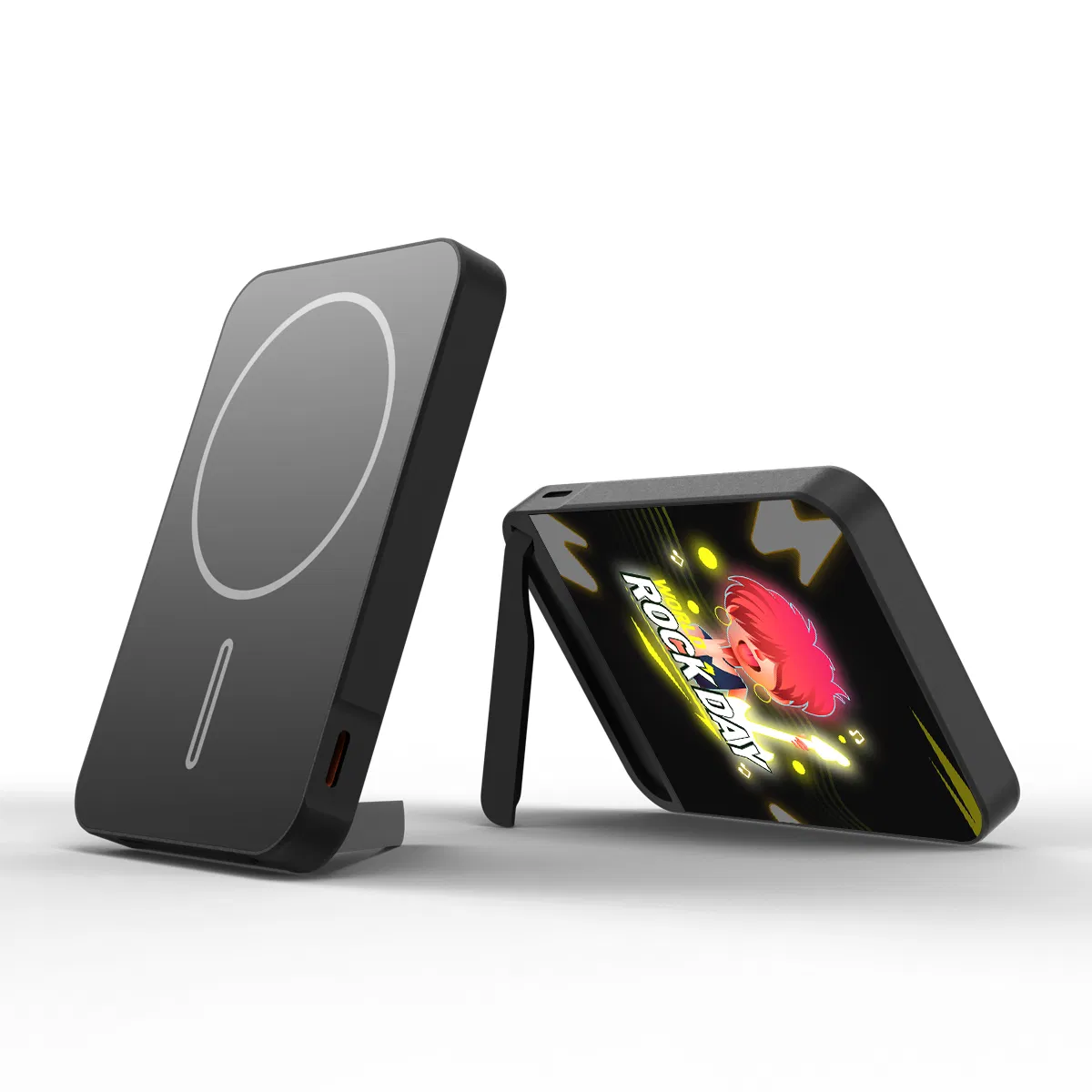 Magsafe 5000mAh Quick Charge Power Bank Light up Your Color Logo Magnetic Power Bank with Phone Stand