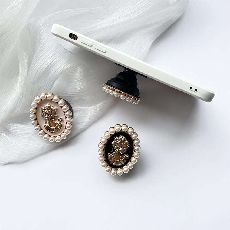 Phone Case Soft Electroplate Fashion Female 3D Pearl Head Cover