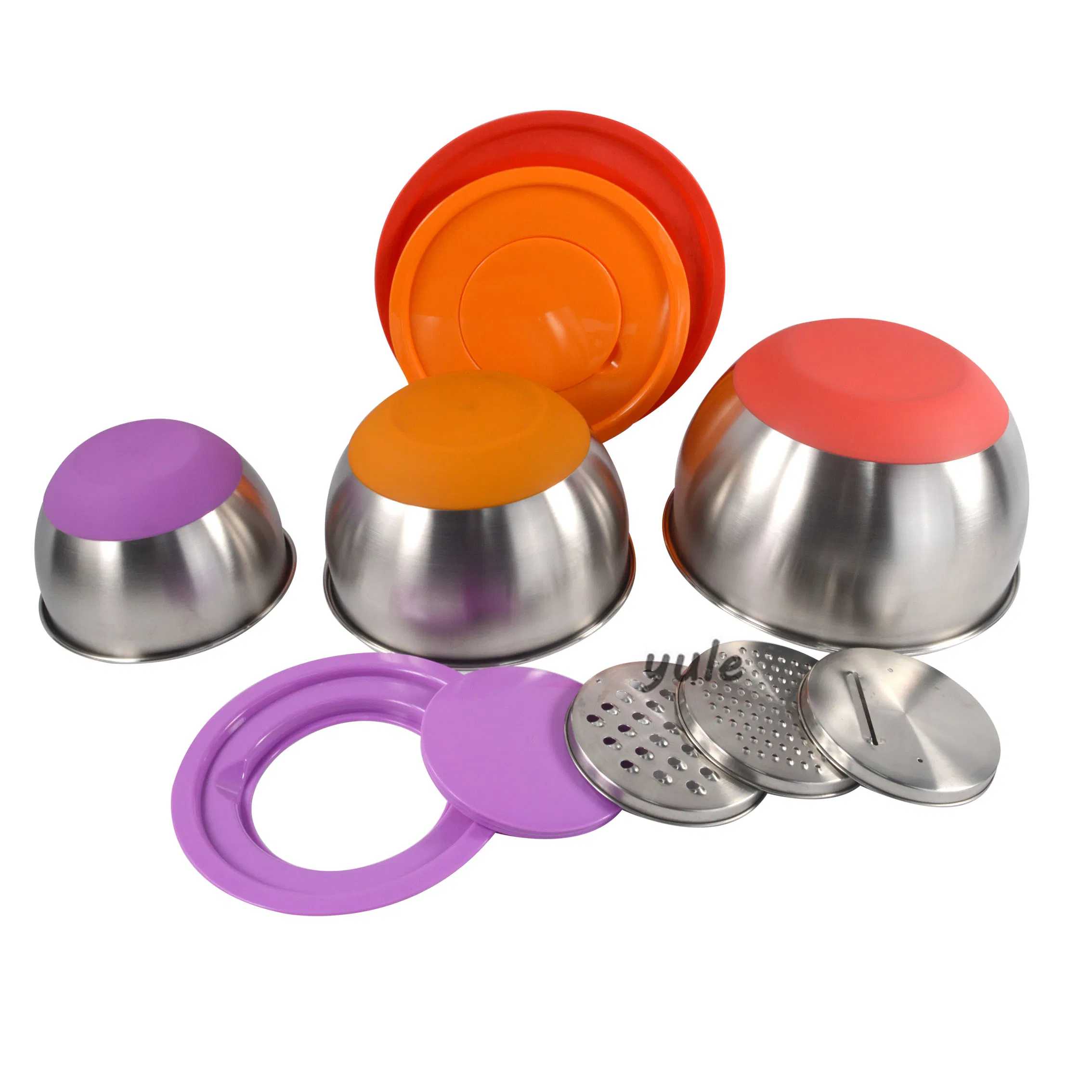 Stainless Steel Mixing Bowl with Colorful Silicone Bottom