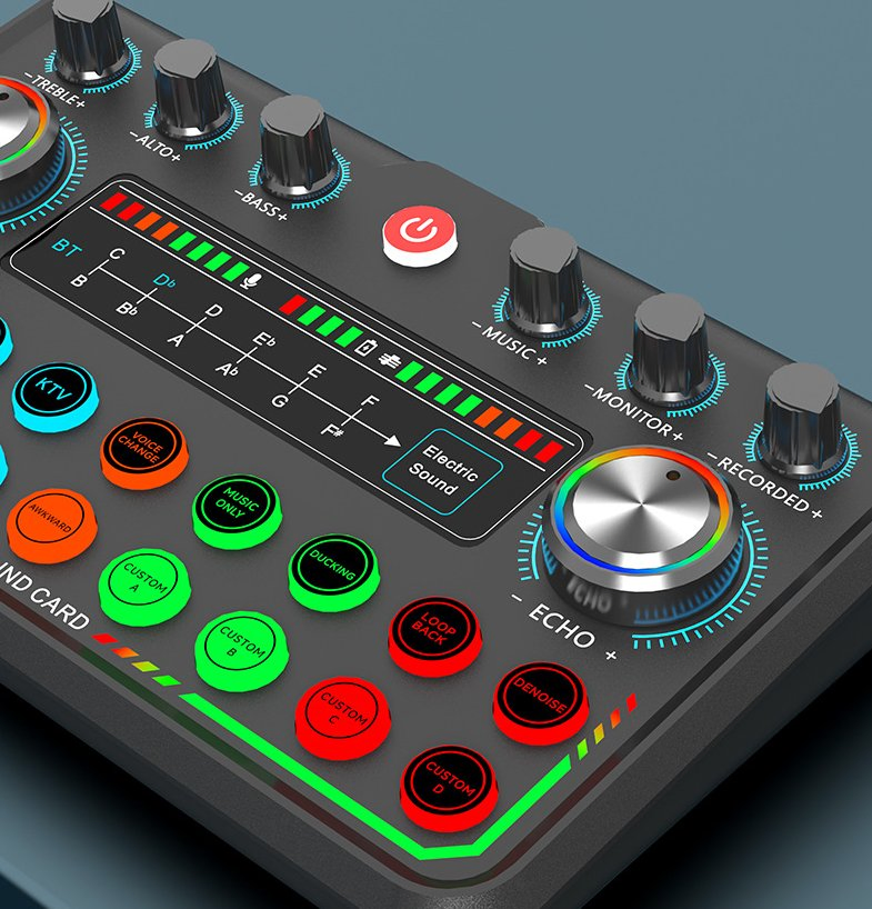 English Sound Card Live Singing Can Be Tuned Support to Plug in The Ring Microphone Touch Switch Function