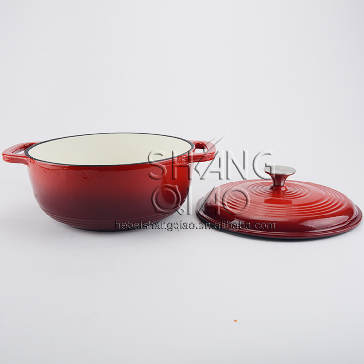 Чугунная эмалированная жаровня 3 кварты красная