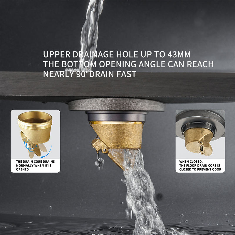 Kalda New Universal Solid Brass Bathroom Tile Insert Concealed Long Linear Drain