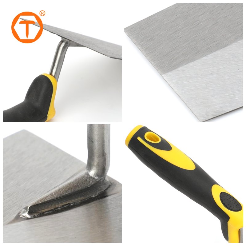 Concrete Tool Carbon Steel Flat Masonry Margin Grout Bucket Brick Trowel with Soft Grip Handle