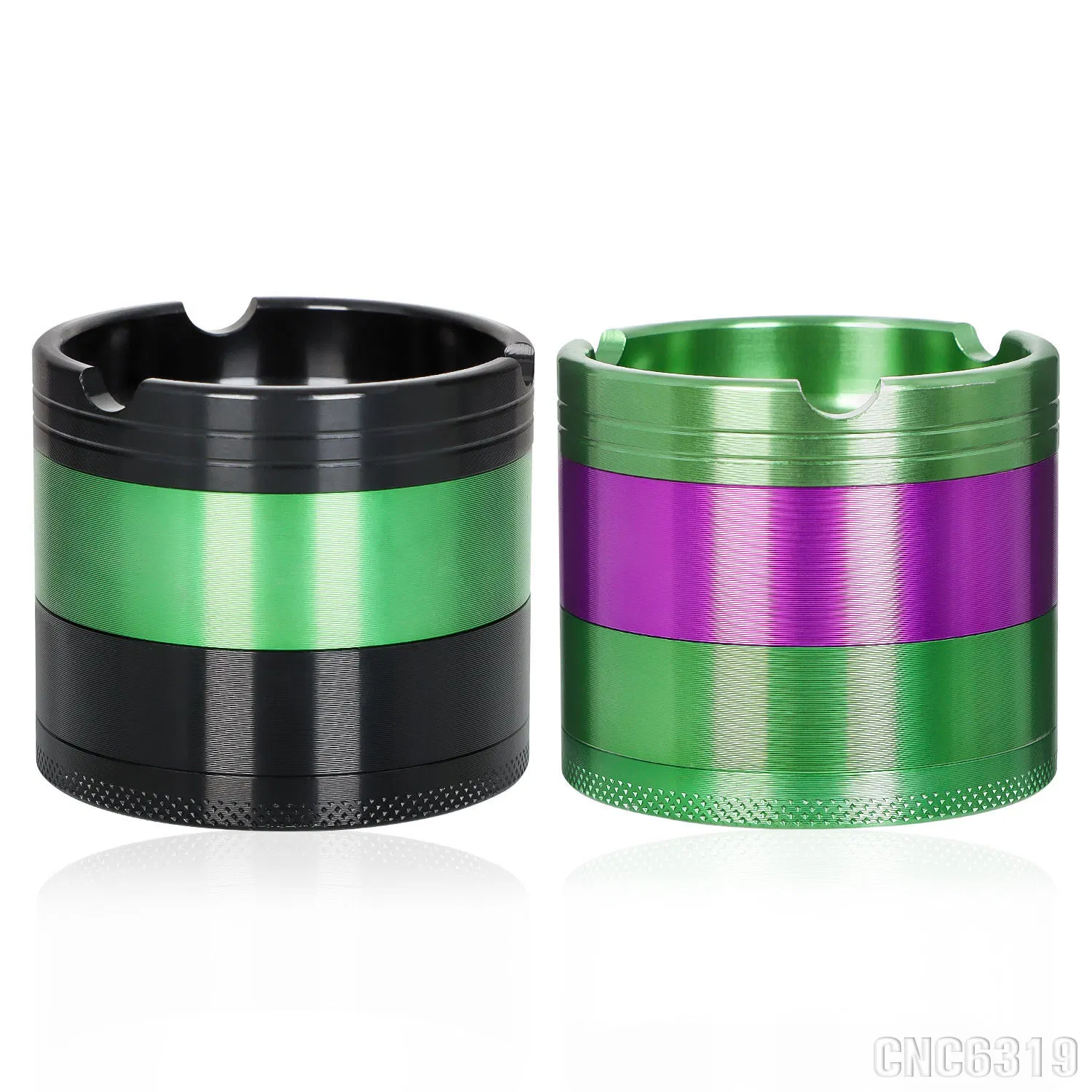 New Model Fashion 63mm Diameter Four-Layer Aluminium Alloy Grinder Top Lid Ashtray Metal Grinder Ash Tray DAB Tool Smoking Accessories
