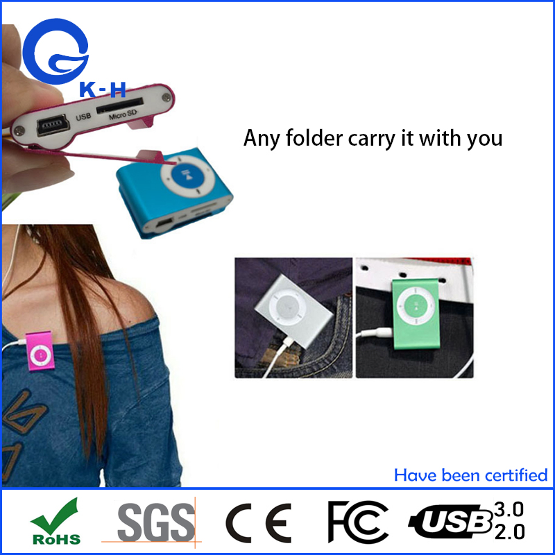 High Quality Portable Mini Clip Sports Music MP3 Player with Charging Cable