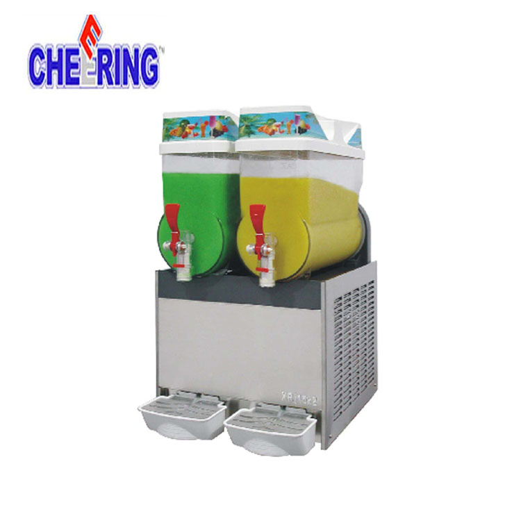 Cheering Two Tanks Commercial Vergetables and Fruits Beverage Refrigerated Juice Dispenser