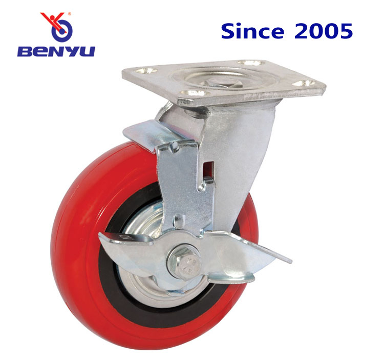 4inch to 8inch Wear Resistant Heavy-Duty Swivel Arcuate PU Caster Wheel China Factory