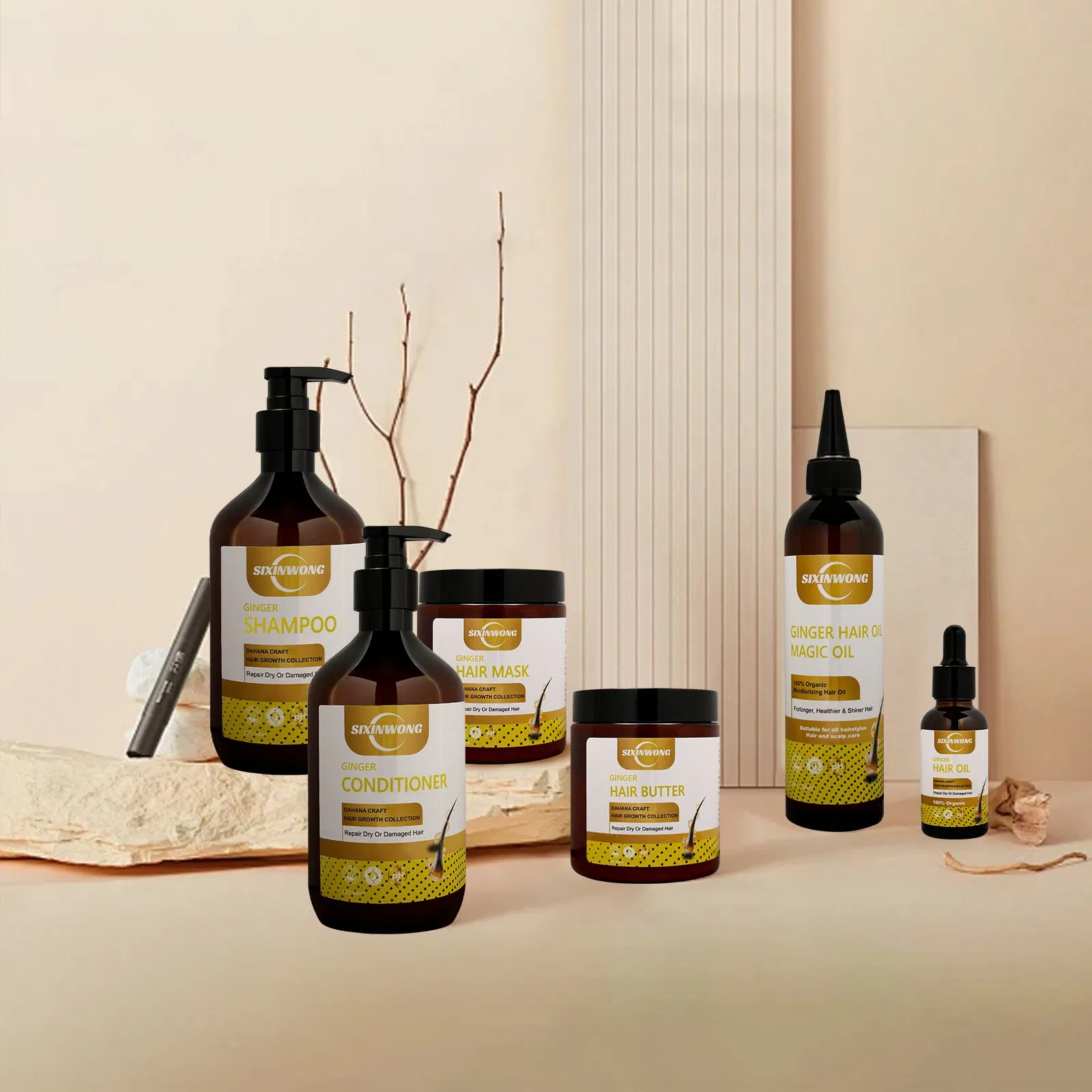 Beauty Cosmetics Hair Prevent Split End Hair Growth Ginger Shampoo Set