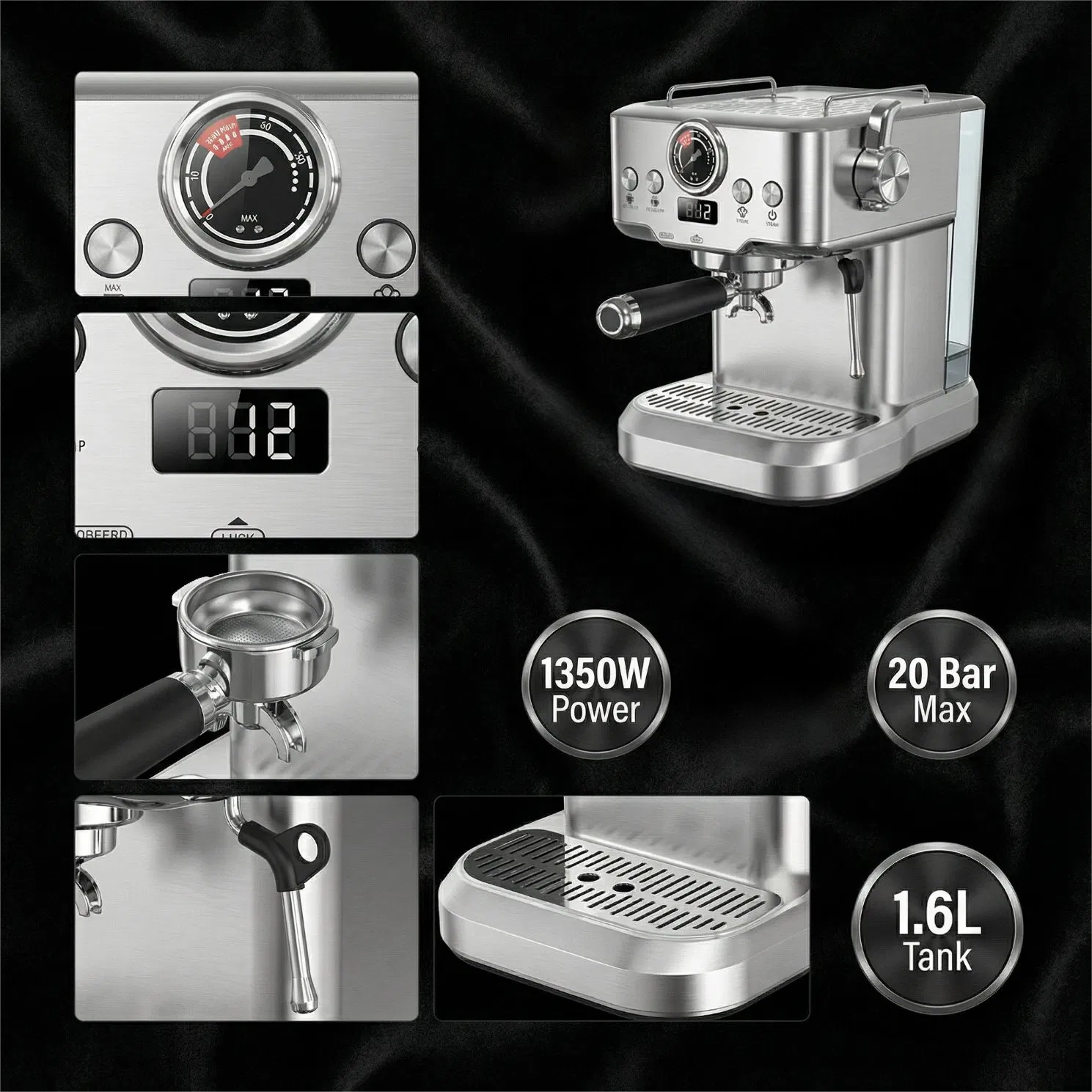 15 or 20 Bar Espresso Coffee Machine with Steam Wand Stable Temperature Control