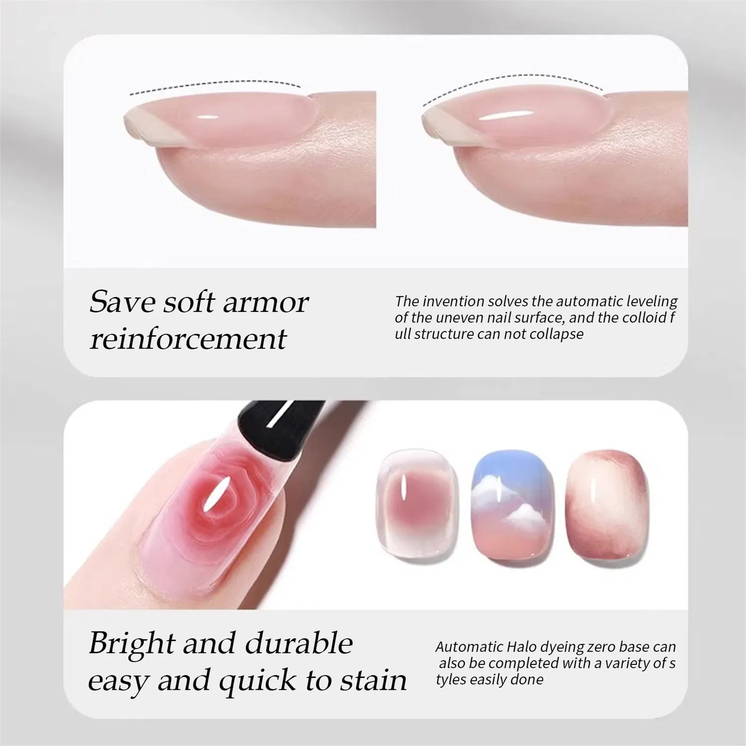 Nail Glue Quick Drying 7.5ml UV Nail Varnish Gel Functional Gel Removable Top Coat Base Coat Set
