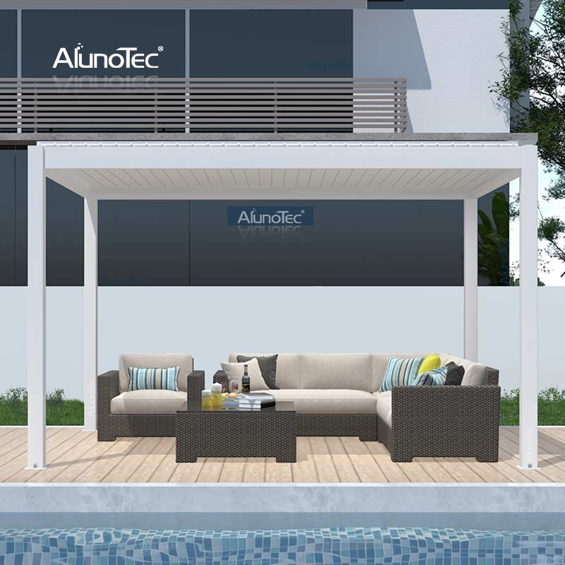 Electric Bioclimatic Pergolas Opening Roof Louver Aluminium Garden Pergola