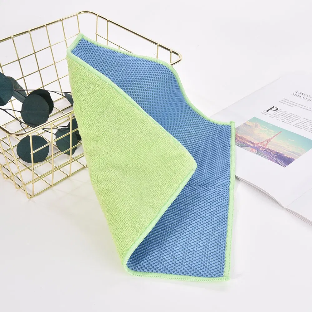 High Absorbent Terry Microfiber with Sanwich Mesh Net Cleaning Cloth