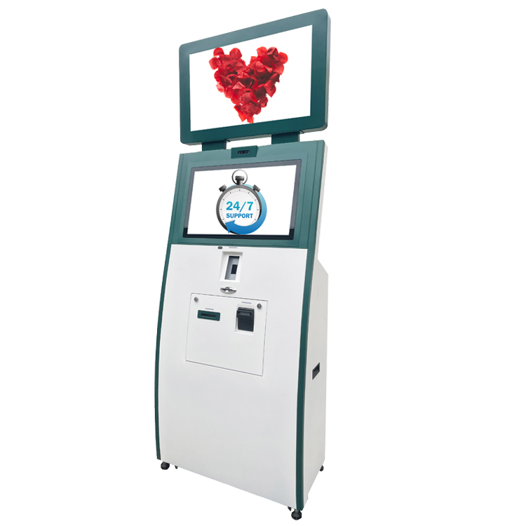 Netoptouch Floor Standing Hotel Touch Screen Automatic Check in Kiosk with RFID Printer Card Dispenser